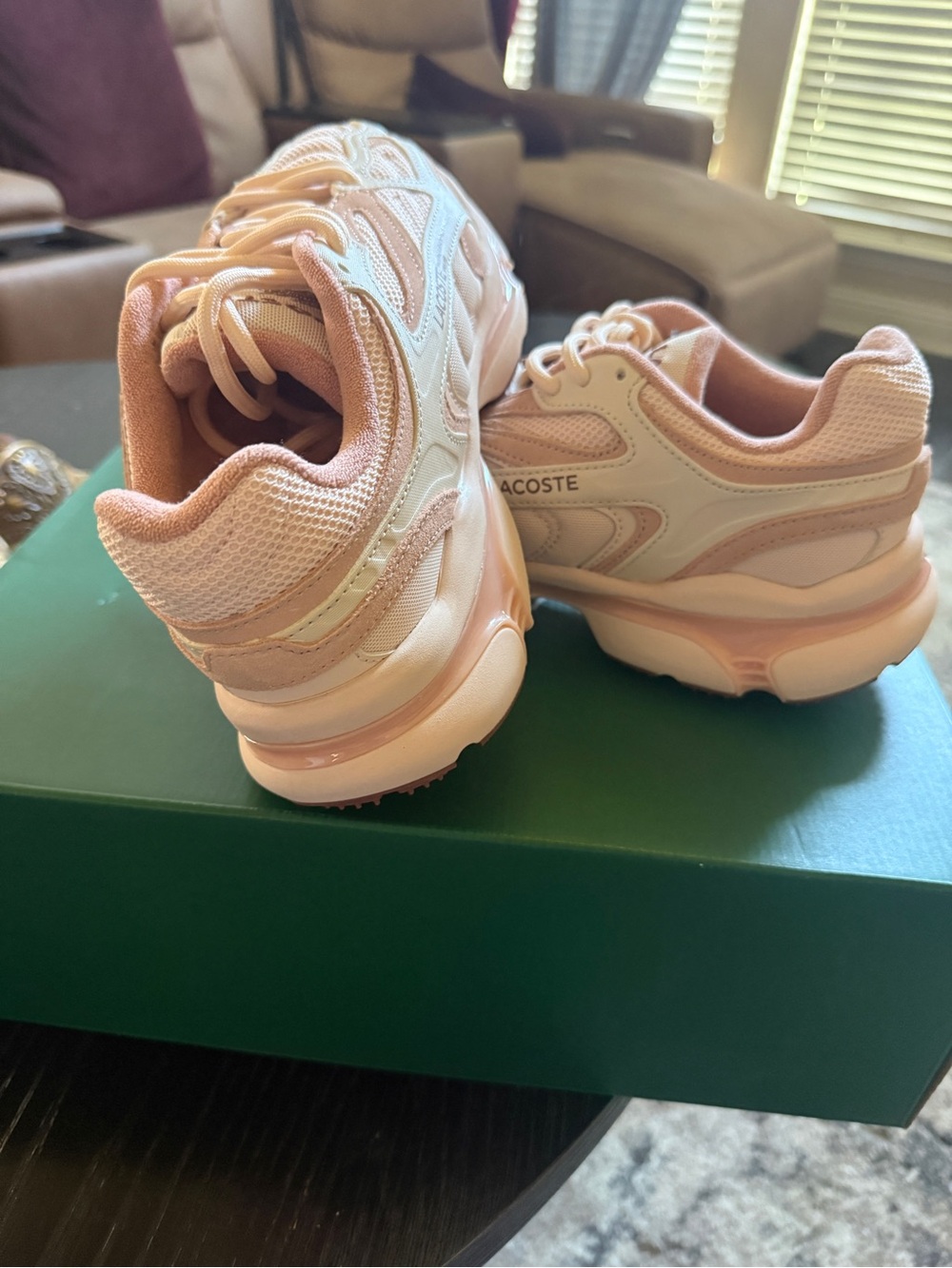 Lacoste Women's Chunky Sneakers in Blush Pink and White